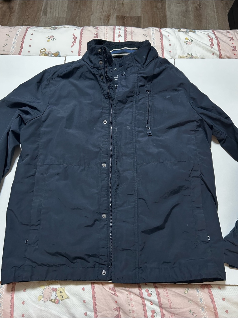 Geox Men’s Navy Blue Bomber-Style Zip Jacket